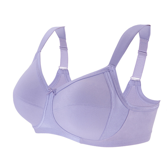 Glamorise 42C Bra ~Seamless-X-WIDE-Straps~ (Side Support Too!) 35% Cotton Purple - Picture 11 of 15
